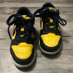 Nike Dunk Low Kids Michigan Yellow Navy- Kids 13C-No Box